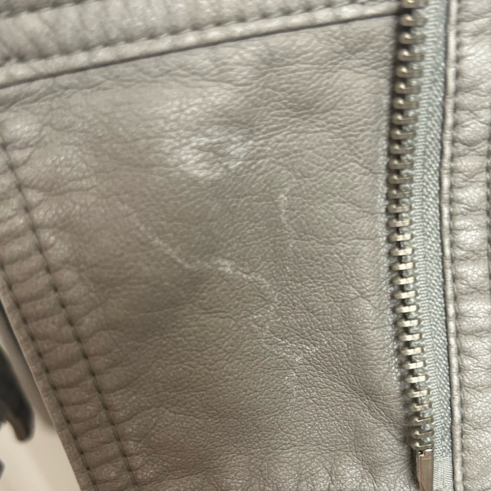 Black Rivet Faux Leather Ladies Moto Jacket, Grey , Size S, Vintage - Picture 9 of 16